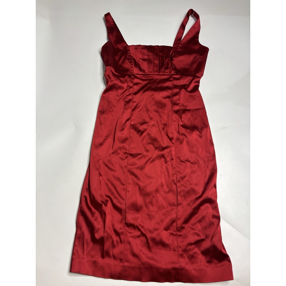 Calvin Klein Dress Womens 4 Mini Red Satin Pleated Bodycon Sleeveless Sexyβ Date
